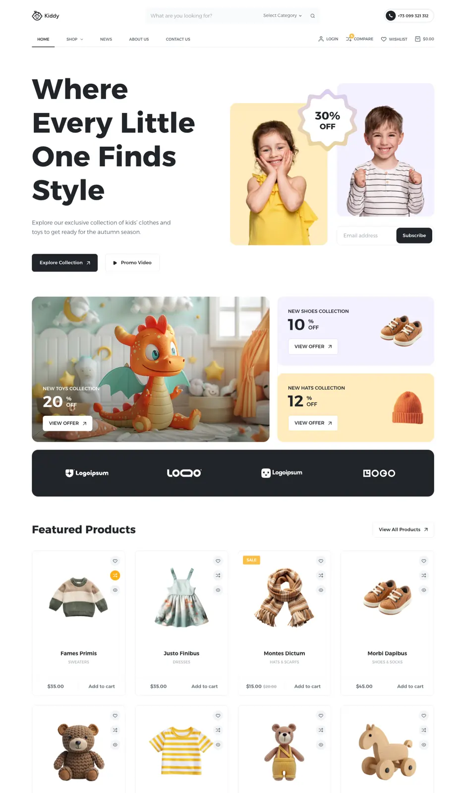01dolphin kids fashion ecommerce website design